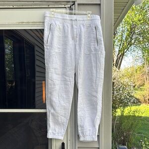 Athleta White Linen Joggers